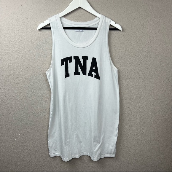 TNA Pandora Sleevless T-Shirt Dress in White Sz M - Picture 1 of 6